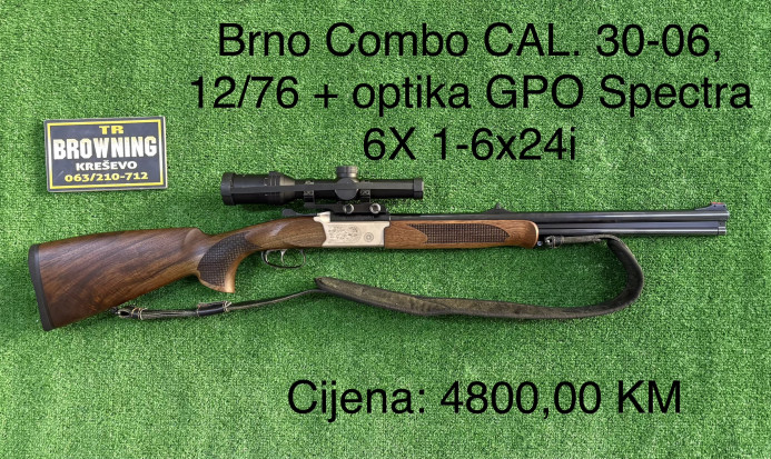 Brno Combo CAL. 30-06, 12x76 + optika GPO Spectra 1-6x24i