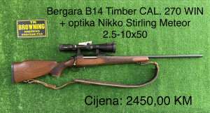 Bergara B14 Timber CAL. 270 WIN + optika Nikko Stirling 2.5-10x50