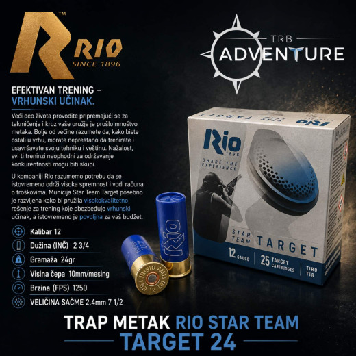 SPORTSKI METAK RIO TRAP 12/70 STAR TEAM TARGET 24 7,5 2,4mm