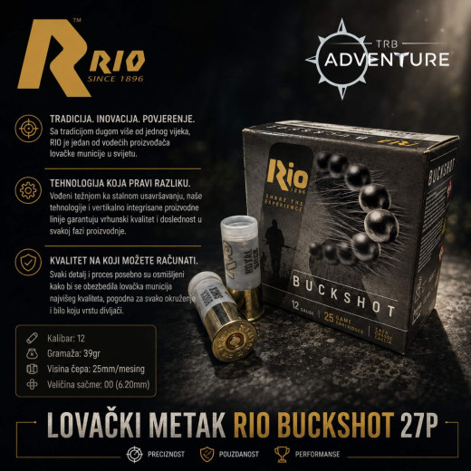 LOVAČKI METAK RIO 12/70 BUCKSHOCK 27P 6,2mm