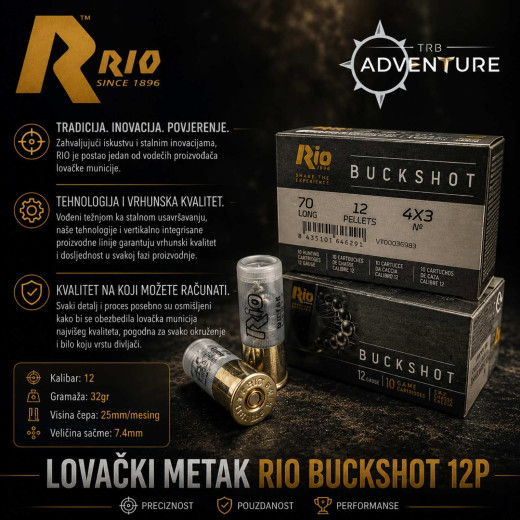 LOVAČKI METAK RIO 12/70 BUCKSHOCK 12P 7,4mm