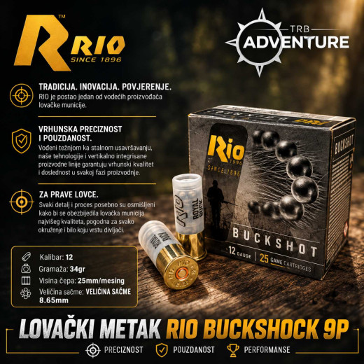 LOVAČKI METAK RIO 12/70 BUCKSHOCK 9P 8,6mm
