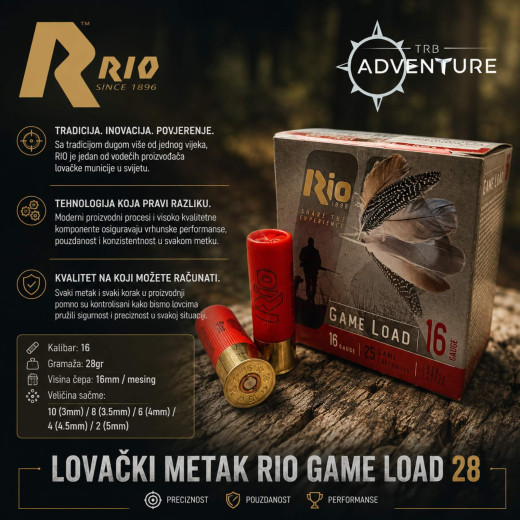 LOVAČKI METAK RIO 16/70 GAME LOAD 28 1 4mm