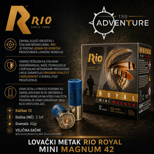 LOVAČKI METAK RIO 12/70 ROYAL MINI MAGNUM 42 4/0 5mm