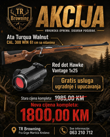 AKCIJA!! Ata Turqua Walnut 61 cm CAL. 308 WIN + Red dot Hawke 1 x25