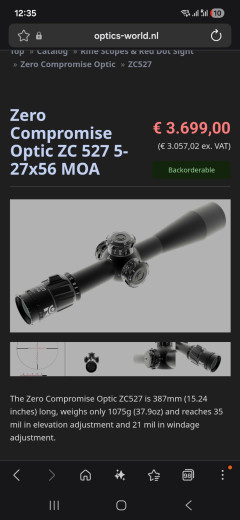 Zero compromise 5-27x56 MPCT2 MRAD