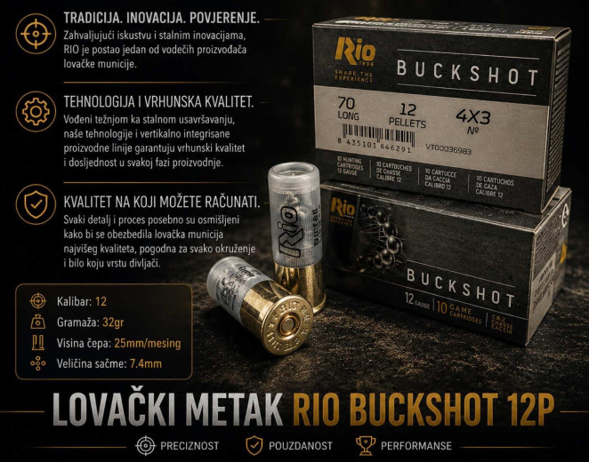 METAK SAČMA RIO BUCKSHOT 12P 12/76 7,65