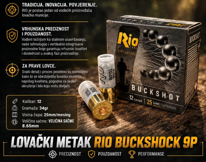 METAK SAČMA RIO BUCKSHOT 9P 12/70 8,65
