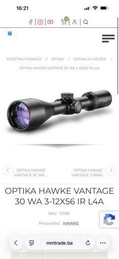 Karabin crvena zastava 7x64 i optika Hawke vantage 3x12x56